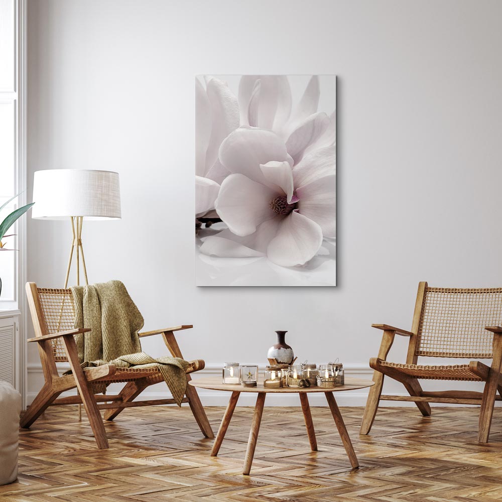 Magnolia Flowers Blooming Light Vertical Canvas Print