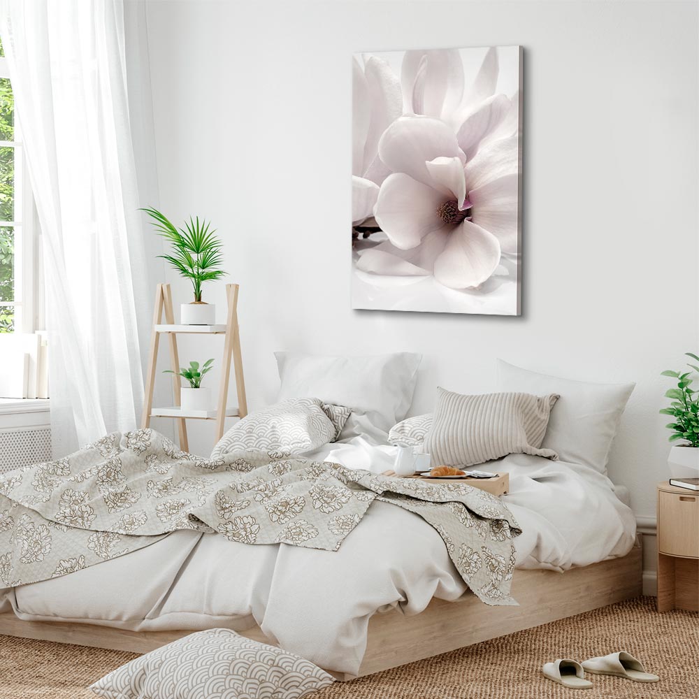 Magnolia Flowers Blooming Light Vertical Canvas Print