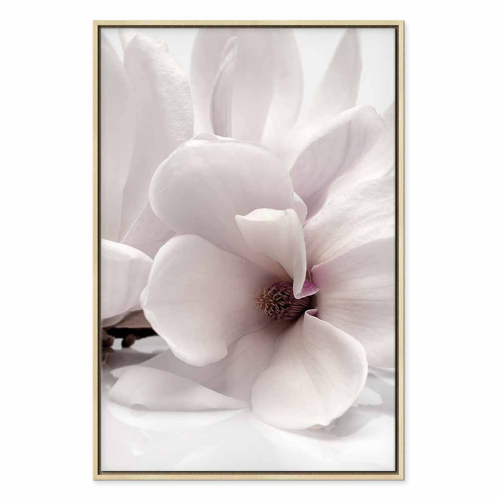 Magnolia Flowers Blooming Light Vertical Canvas Print