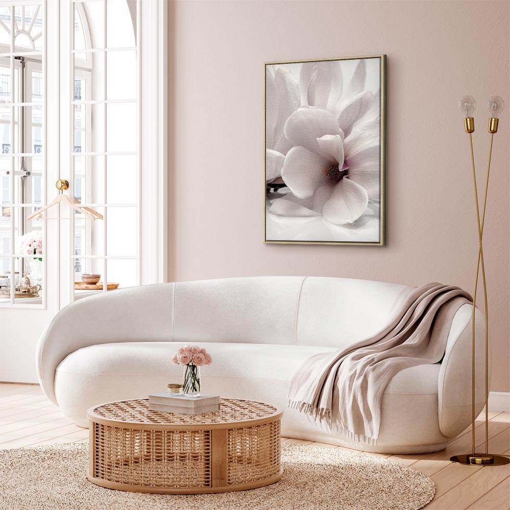 Magnolia Flowers Blooming Light Vertical Canvas Print