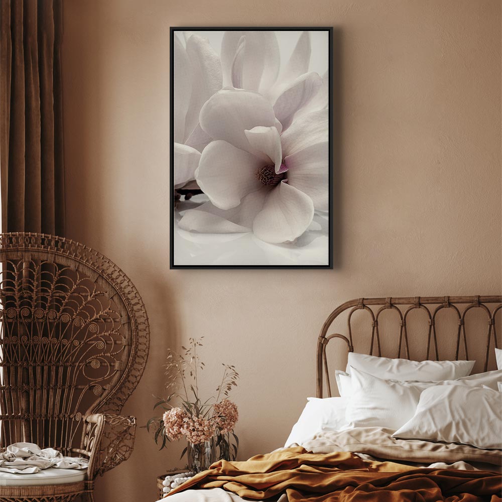 Magnolia Flowers Blooming Light Vertical Canvas Print