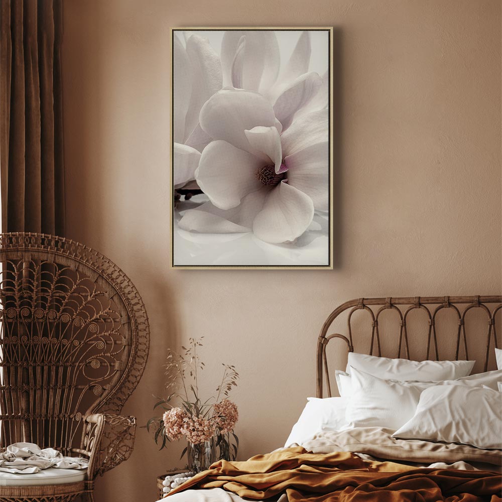 Magnolia Flowers Blooming Light Vertical Canvas Print