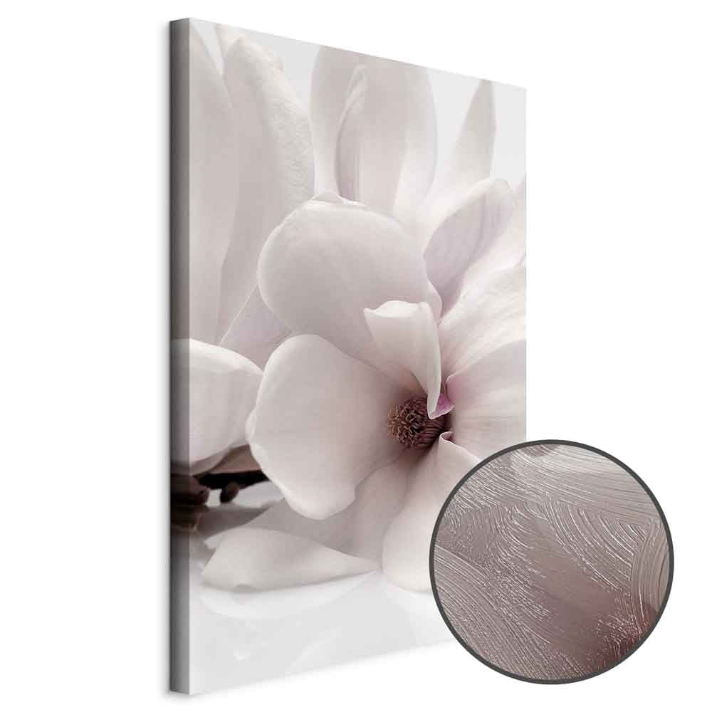 Magnolia Flowers Blooming Light Vertical Canvas Print