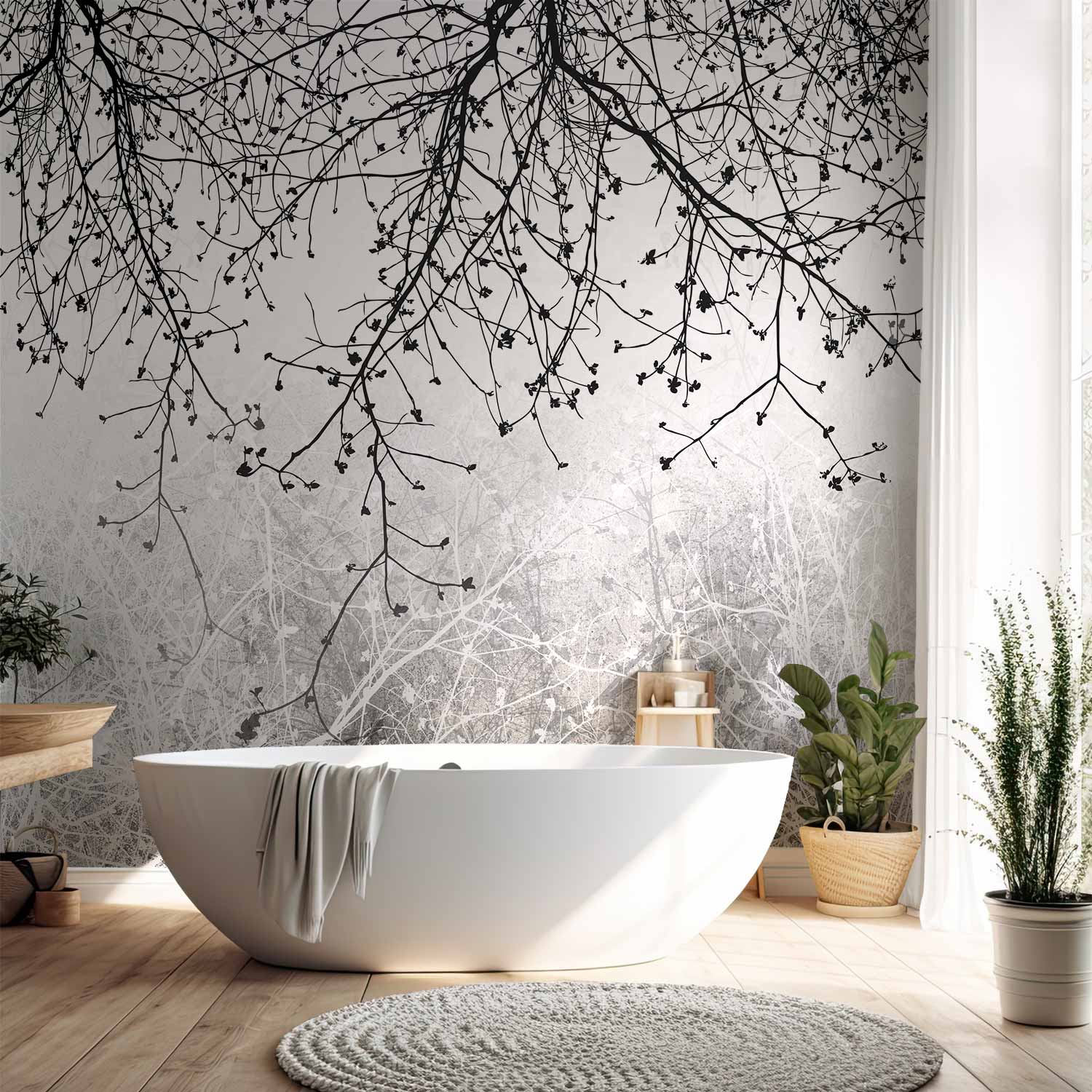 Sunlit Forest Trees Nature Wall Mural