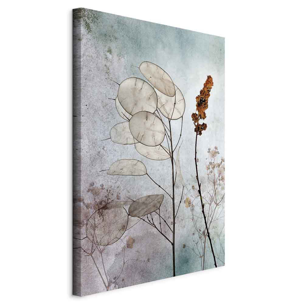 Foggy Lunaria Floral Vertical Canvas Print