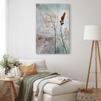 Foggy Lunaria Floral Vertical Canvas Print