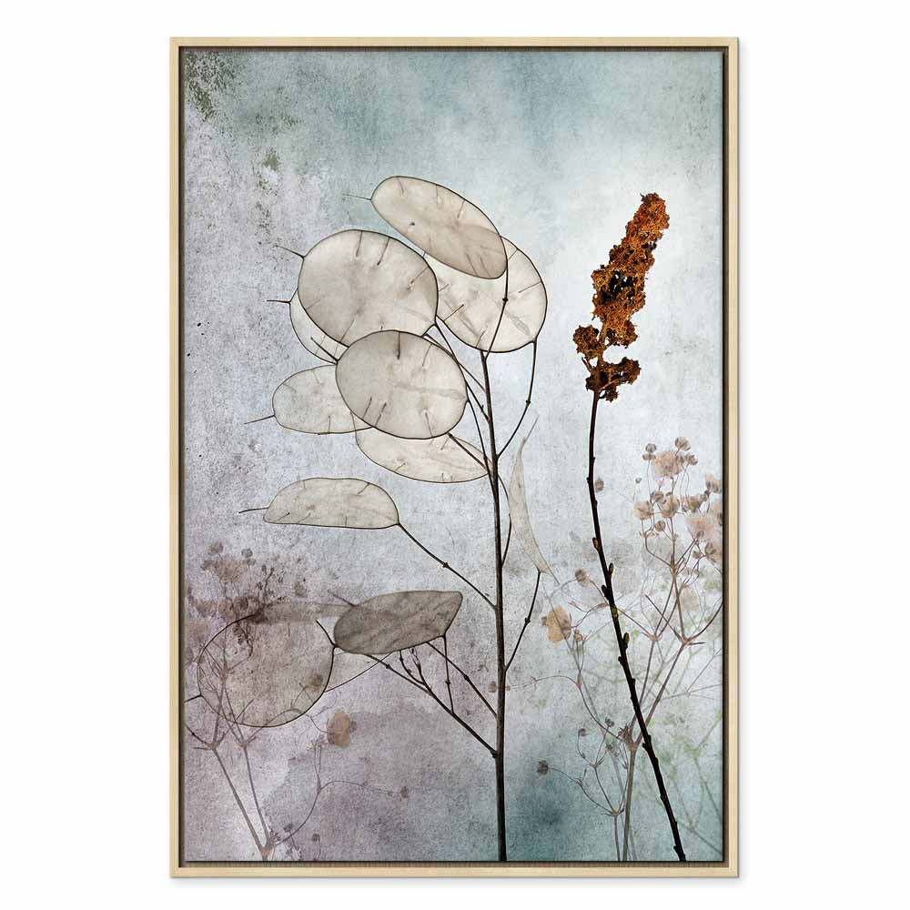 Foggy Lunaria Floral Vertical Canvas Print