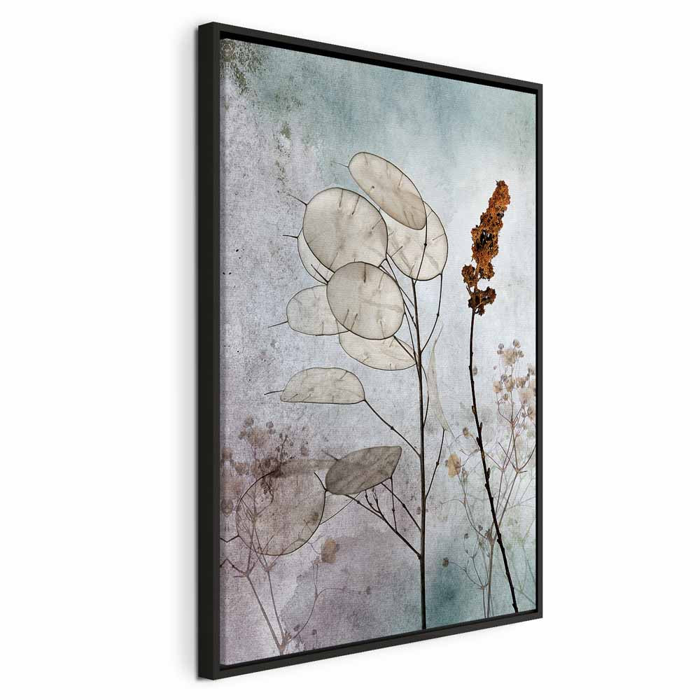 Foggy Lunaria Floral Vertical Canvas Print