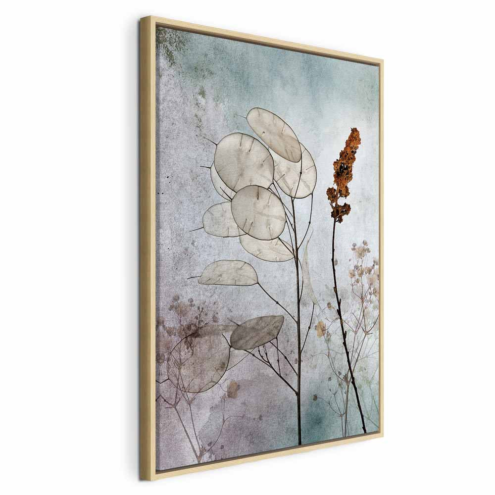 Foggy Lunaria Floral Vertical Canvas Print