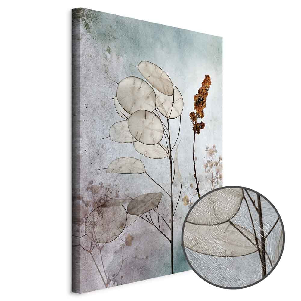 Foggy Lunaria Floral Vertical Canvas Print