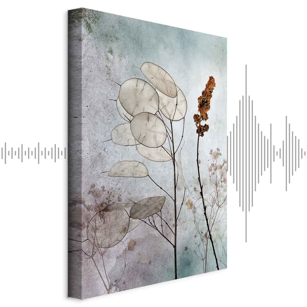 Foggy Lunaria Floral Vertical Canvas Print