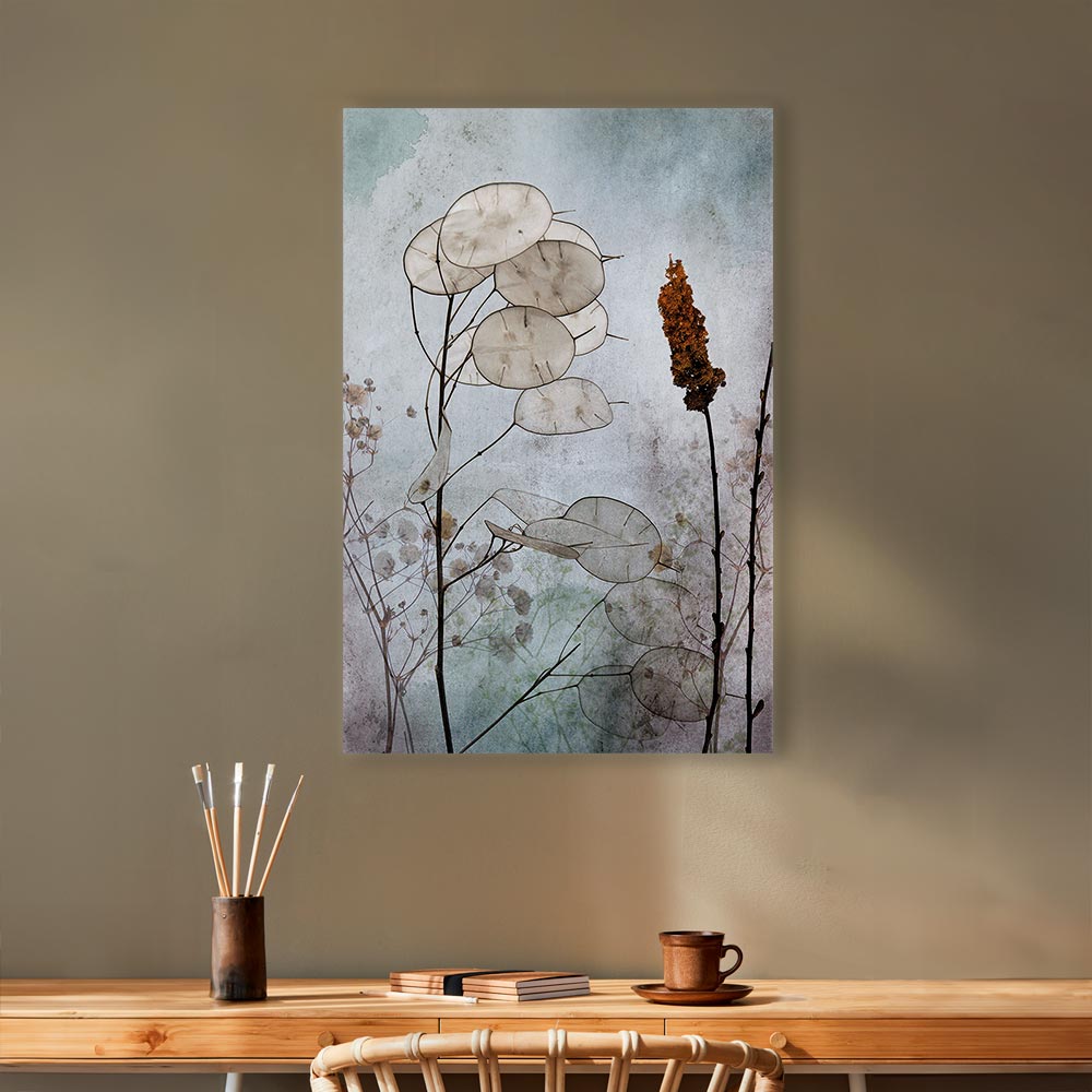 Lunaria Fruits Botanical Vertical Canvas Print