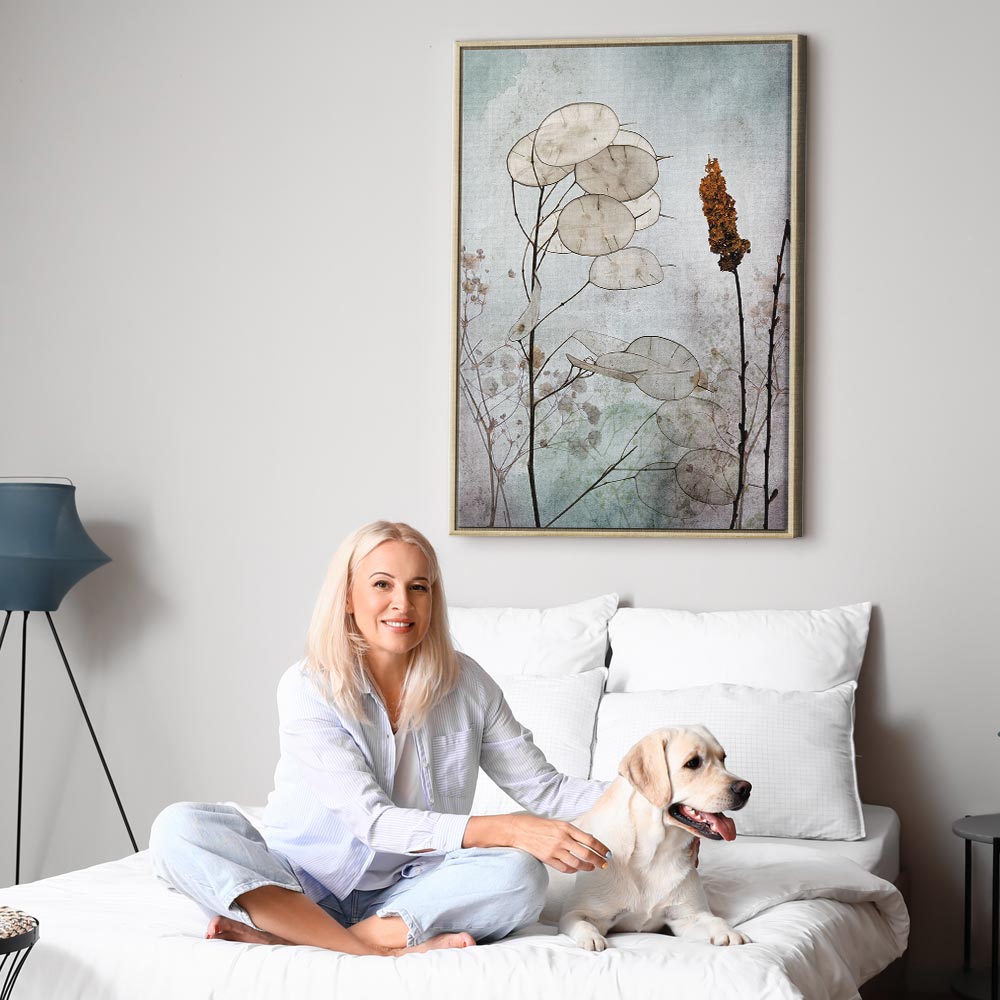 Lunaria Fruits Botanical Vertical Canvas Print