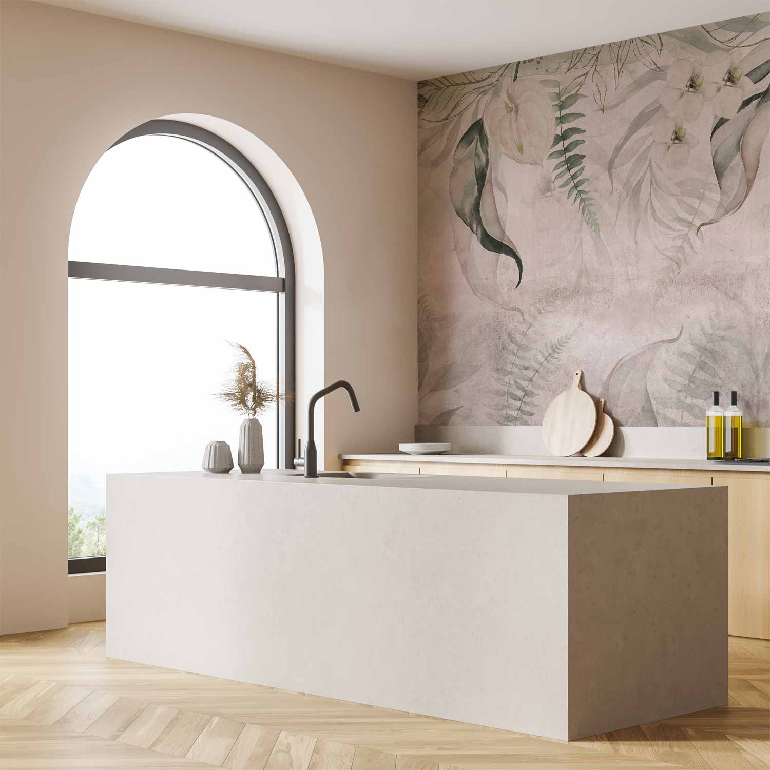 Tropical Leaves Morning Exotic Wall Mural