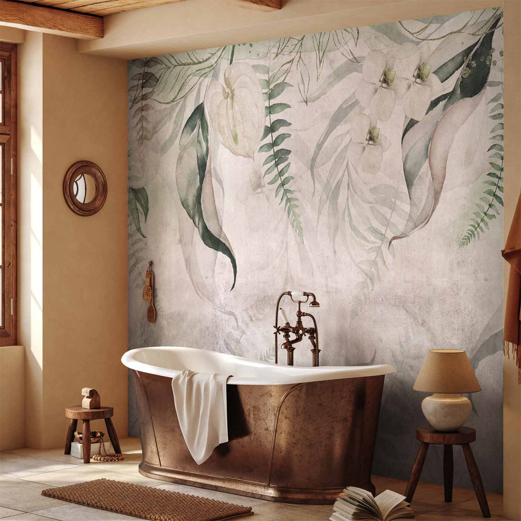 Tropical Leaves Morning Exotic Wall Mural