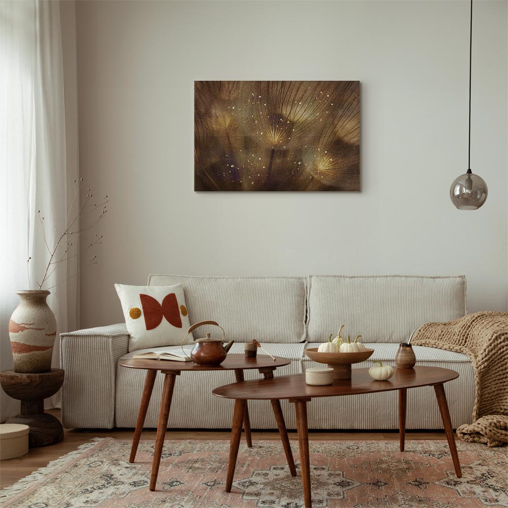 Golden Dandelions Floral Canvas Print