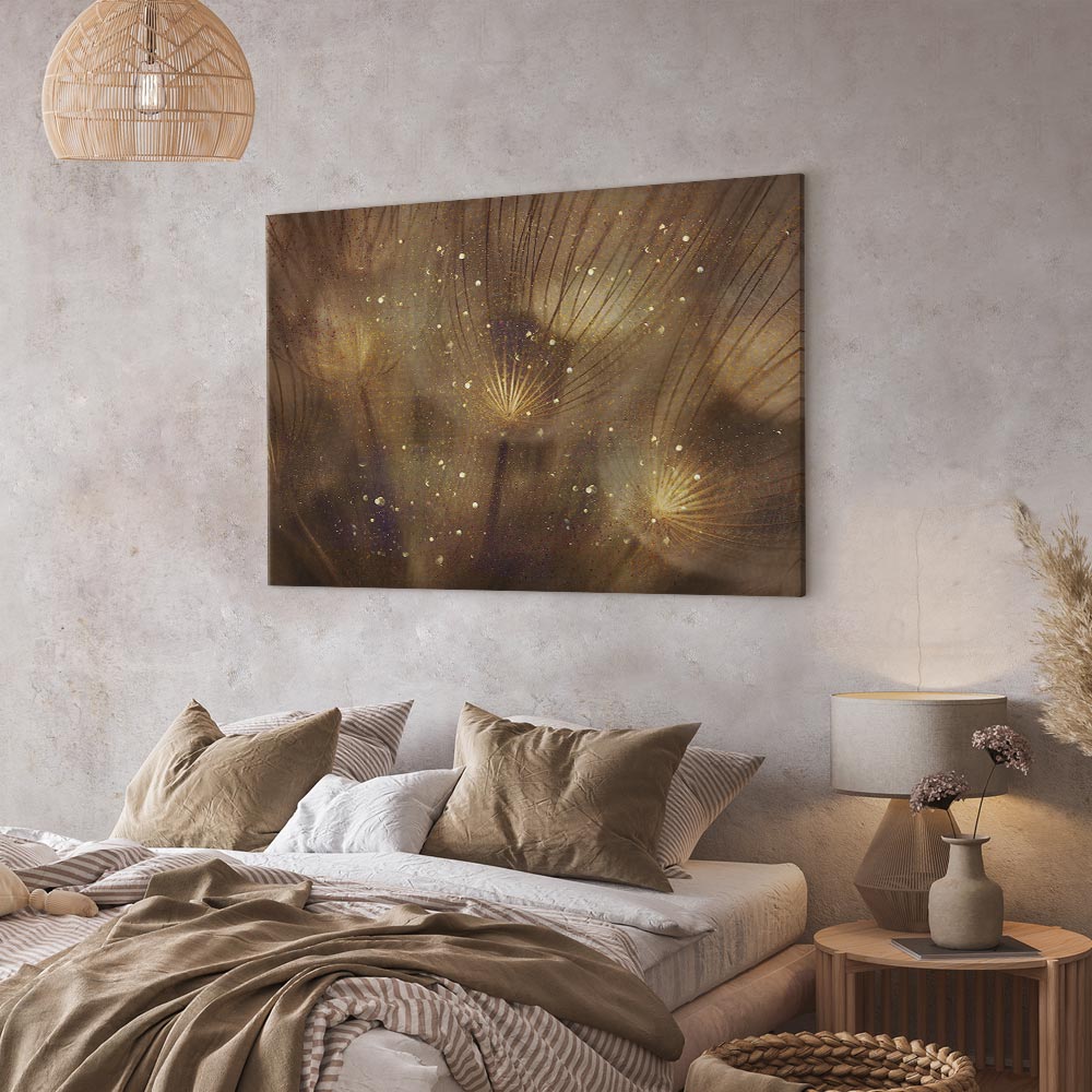 Golden Dandelions Floral Canvas Print