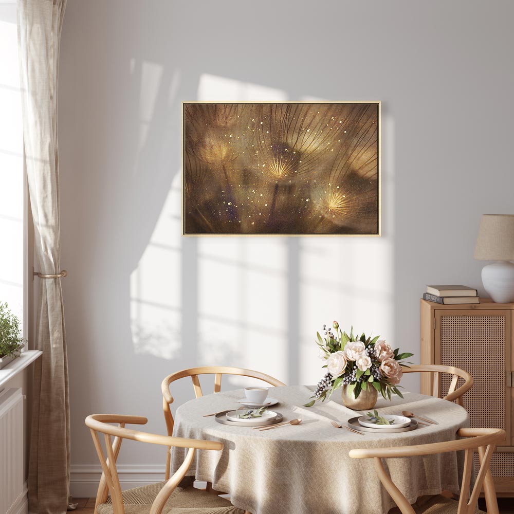 Golden Dandelions Floral Canvas Print