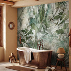 Dewy Green Leaves Nature Wall Mural