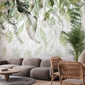 Windblown Green Leaves Nature Wall Mural