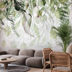 Windblown Green Leaves Nature Wall Mural