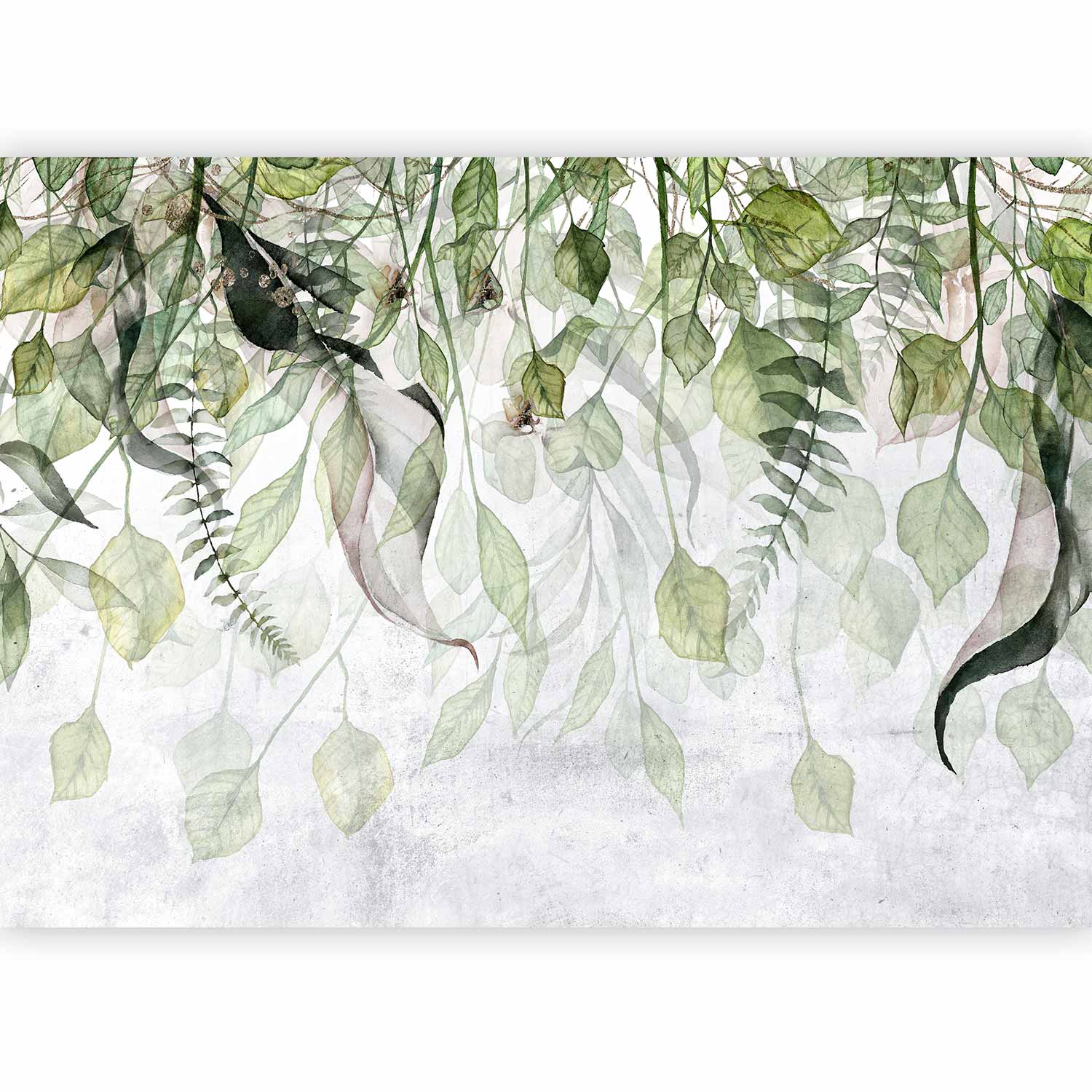 Windblown Green Leaves Nature Wall Mural