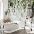 Windblown Green Leaves Nature Wall Mural