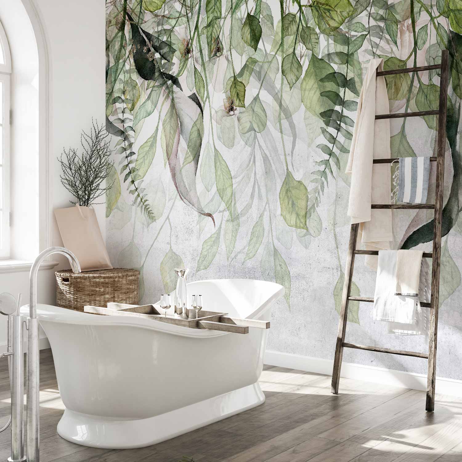 Windblown Green Leaves Nature Wall Mural