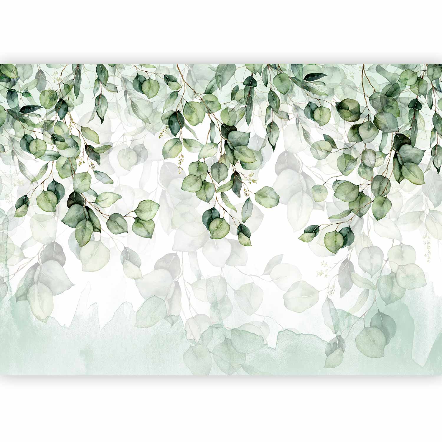 Light Green Leaves Nature Wall Mural