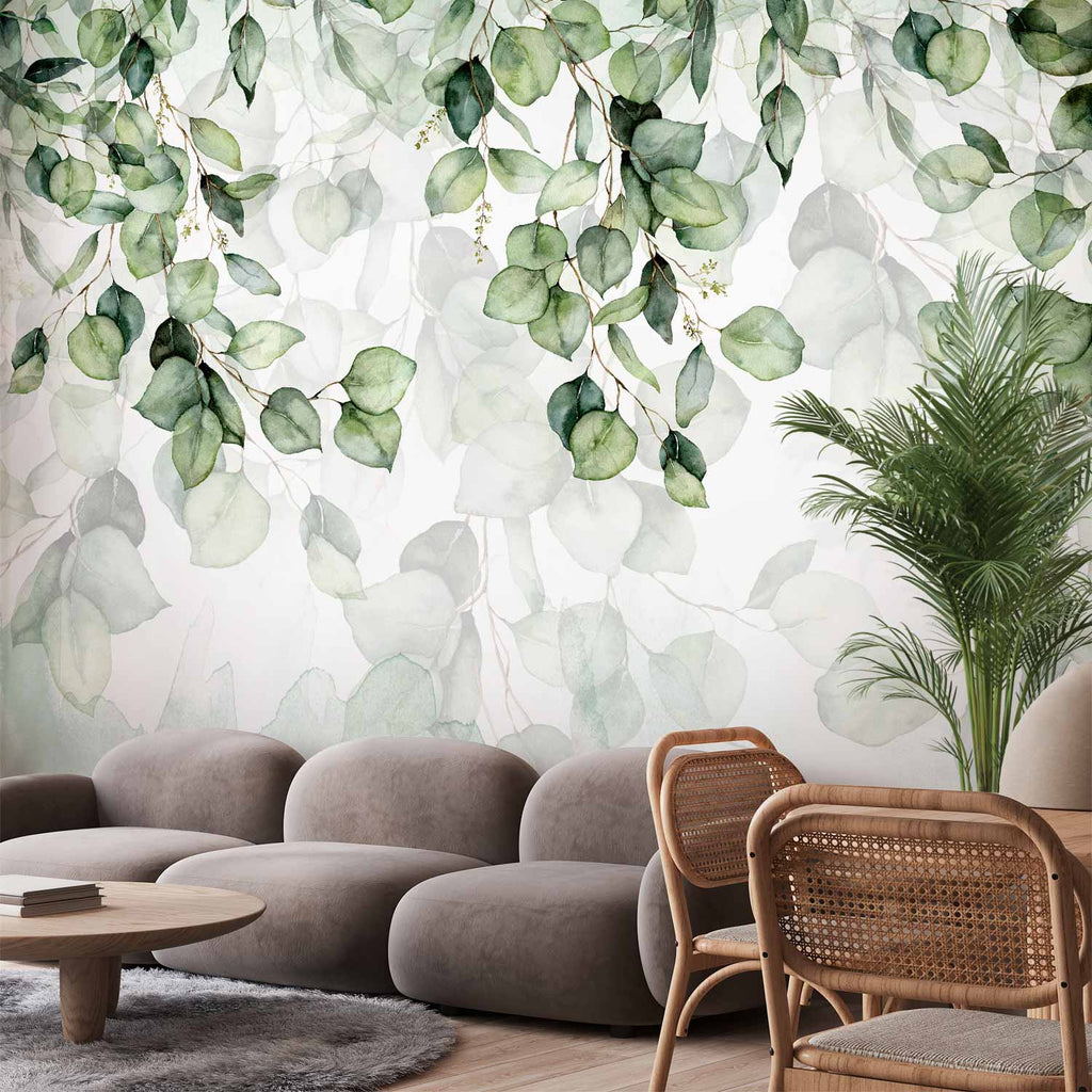 Light Green Leaves Nature Wall Mural
