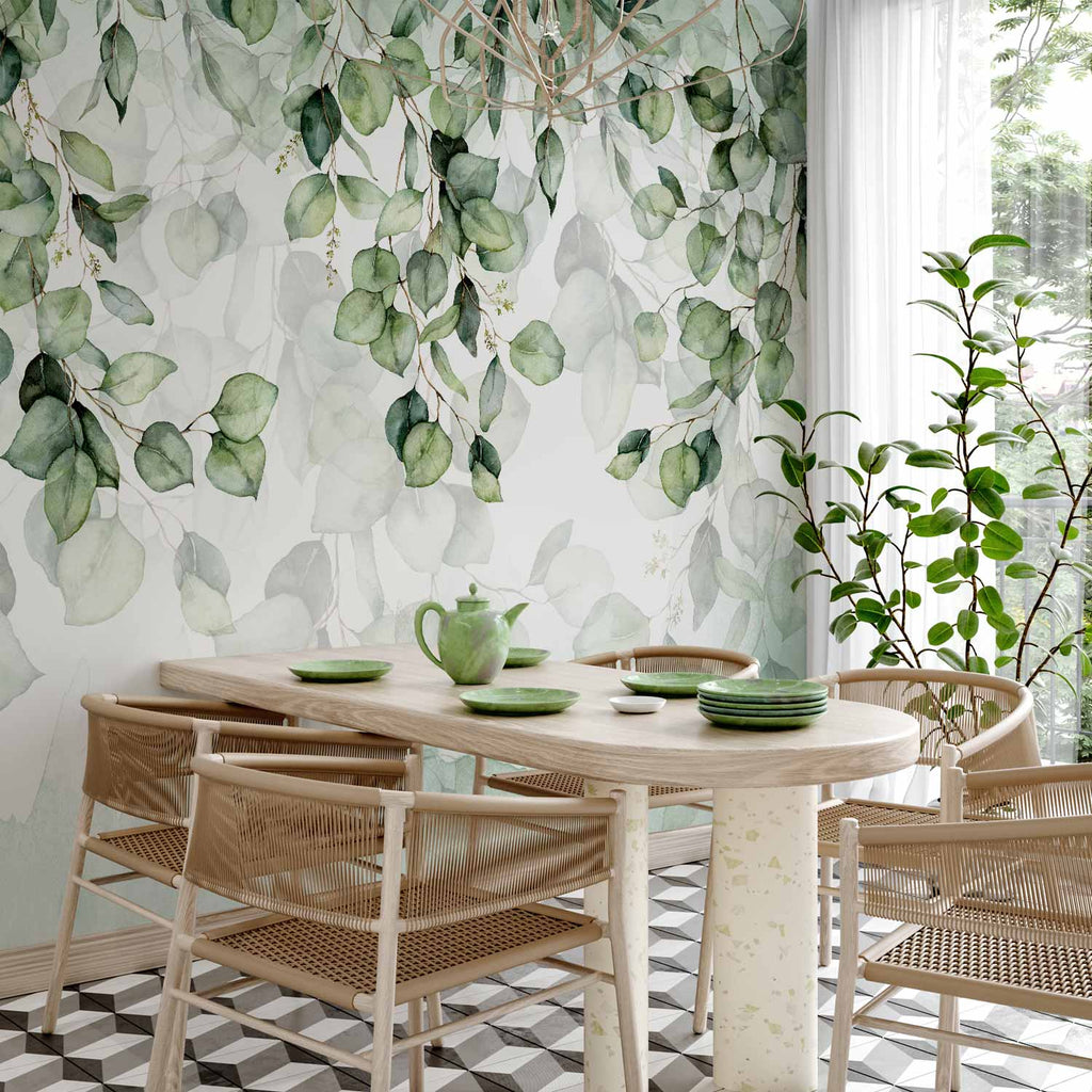 Light Green Leaves Nature Wall Mural