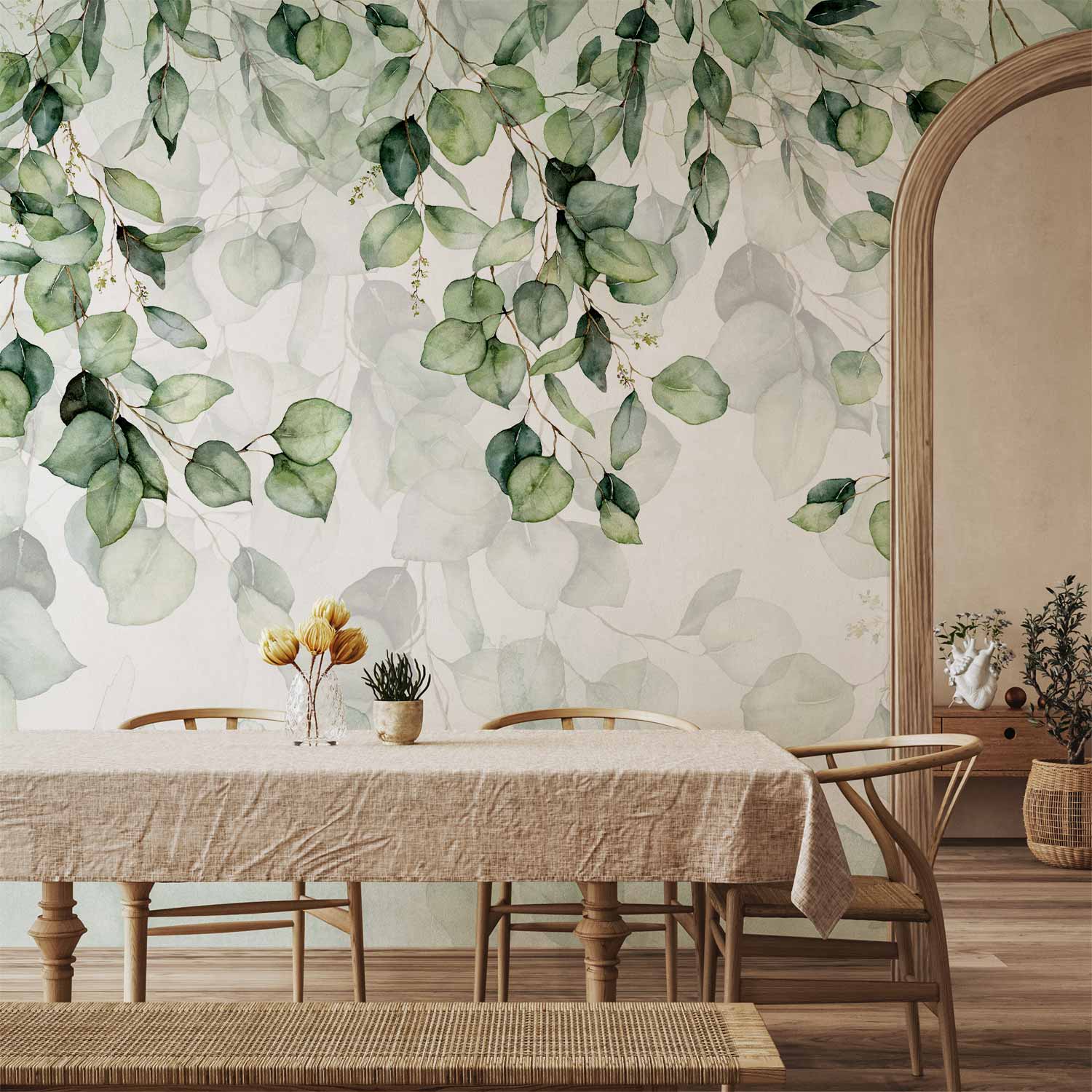 Light Green Leaves Nature Wall Mural