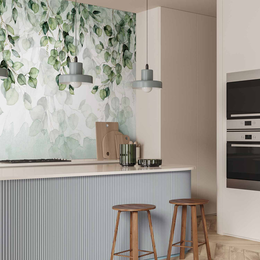 Light Green Leaves Nature Wall Mural