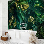 Emerald Jungle Leaves Wall Mural