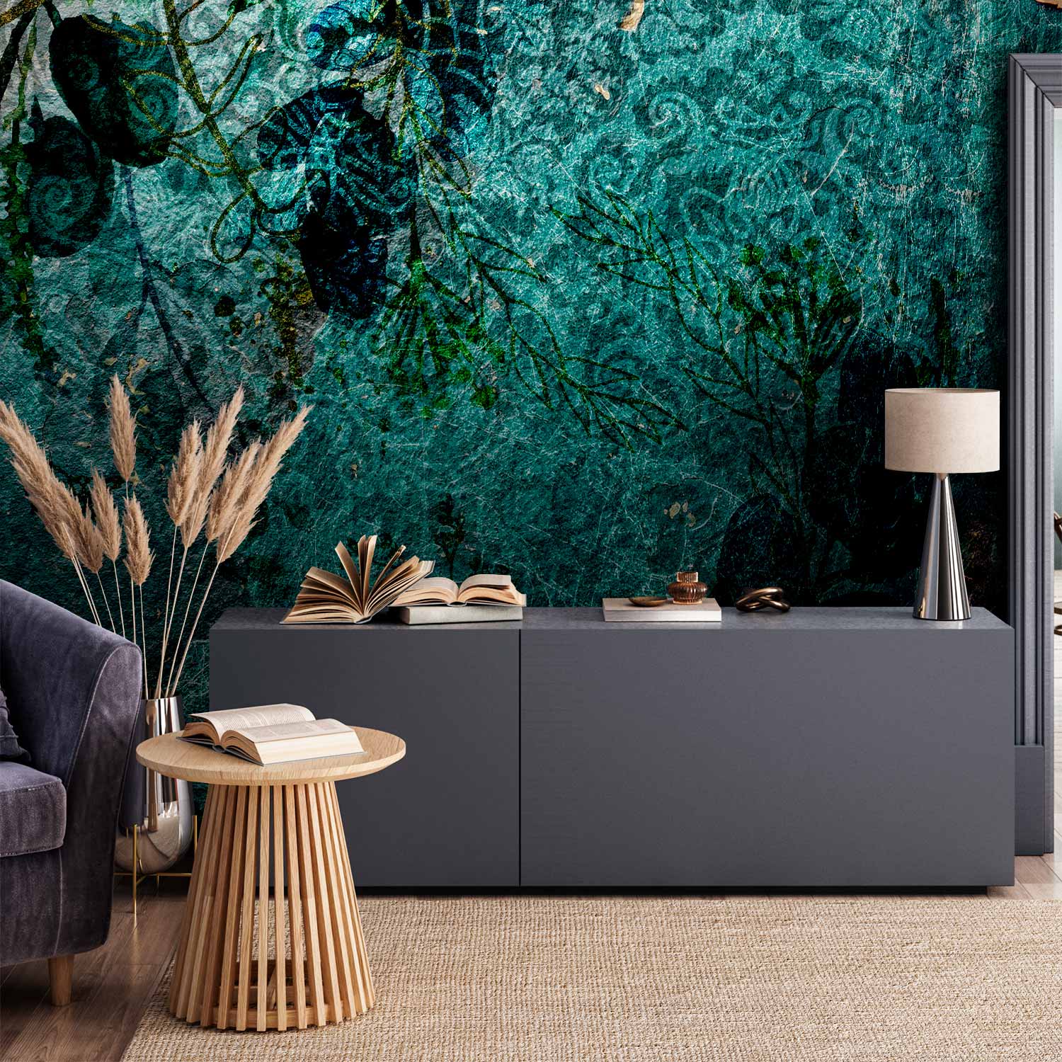 Emerald Garden Abstract Nature Wall Mural