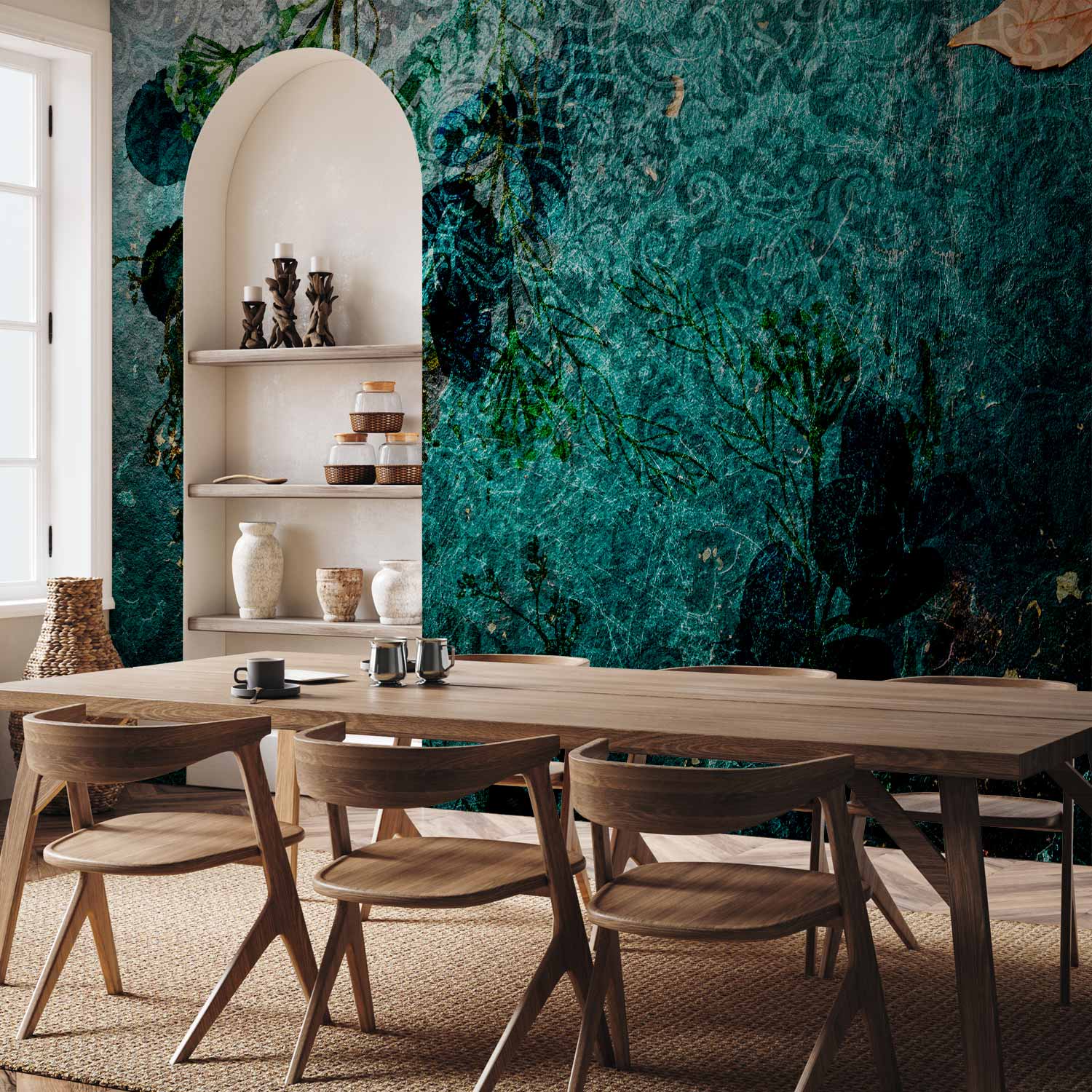 Emerald Garden Abstract Nature Wall Mural