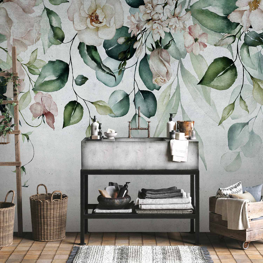 Mint Botanical Garden Floral Wall Mural