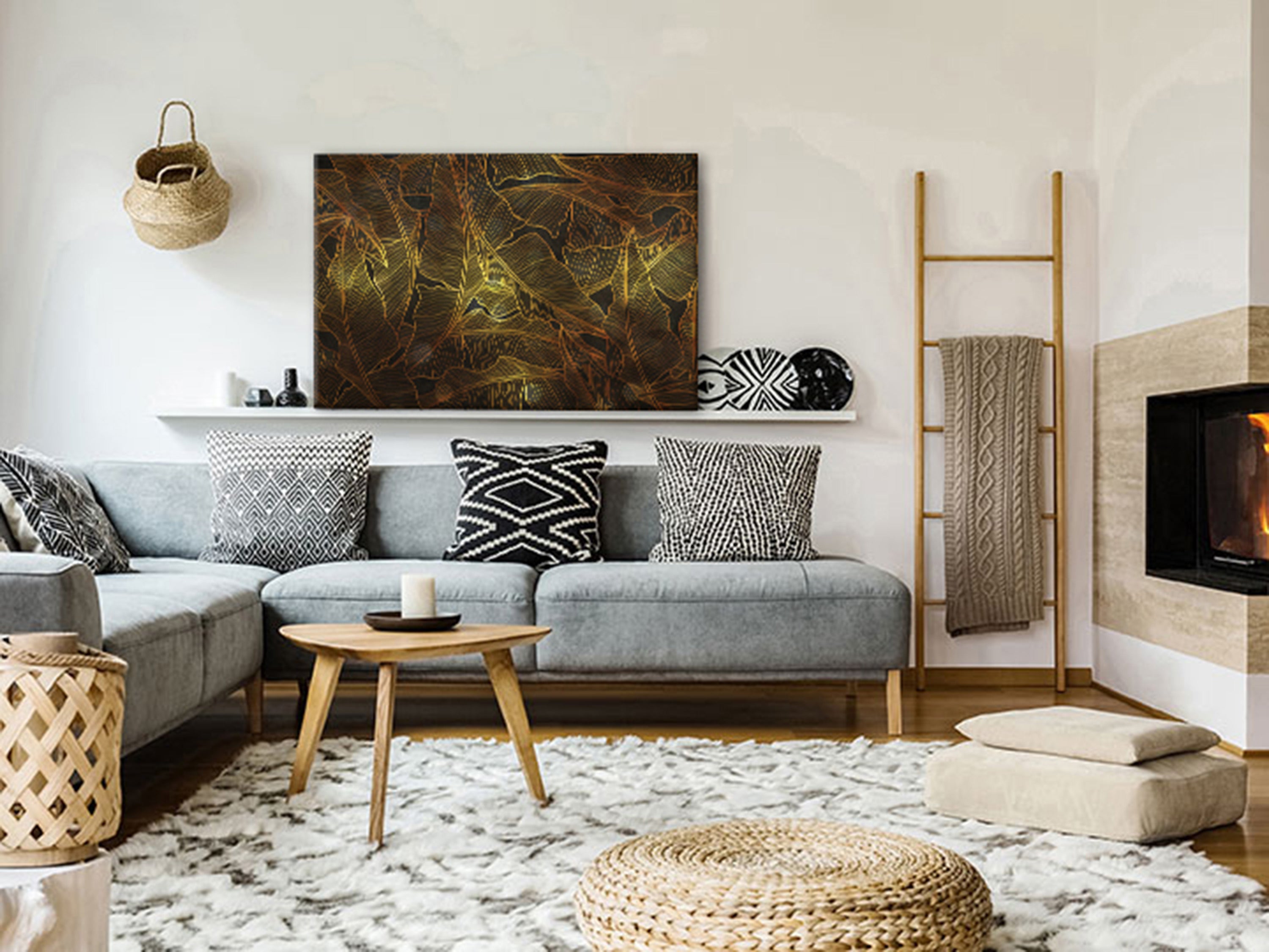 Canvas Print - Dance of Golden Leaves Wide