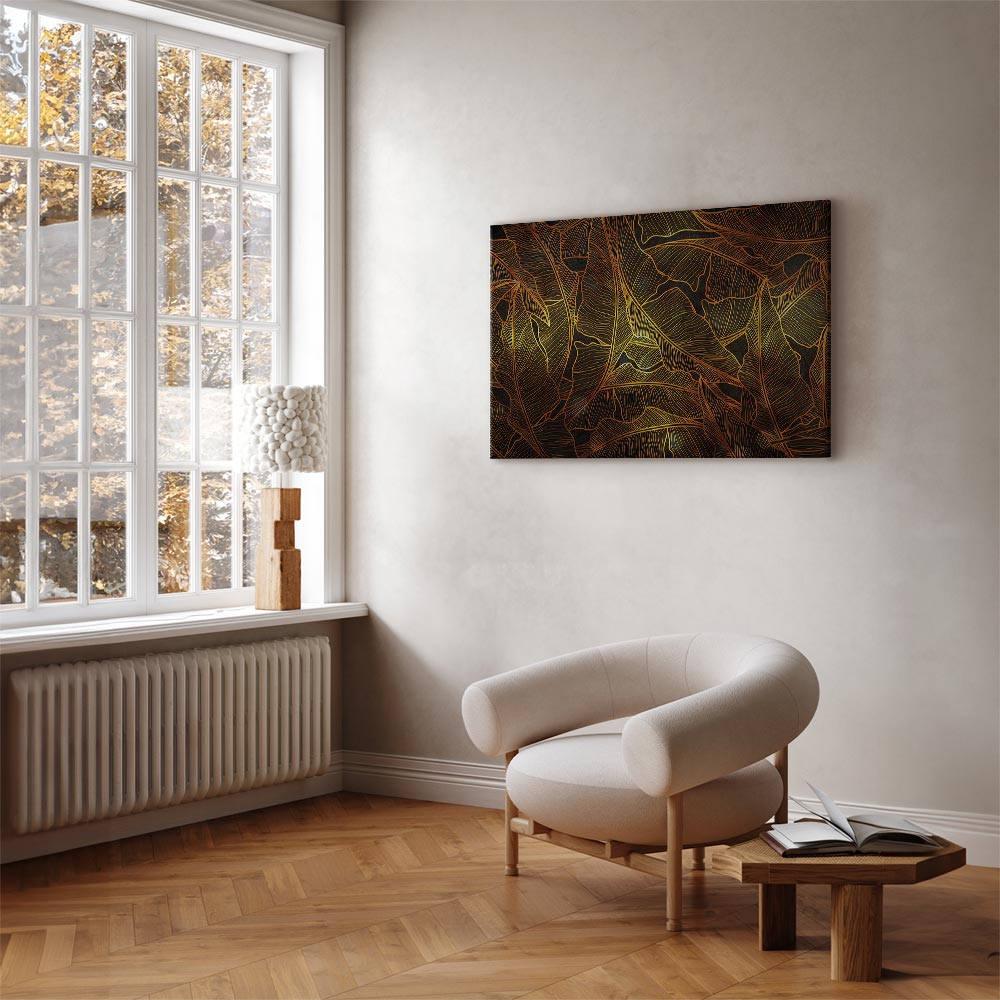 Golden Autumn Leaves Nature Canvas Print