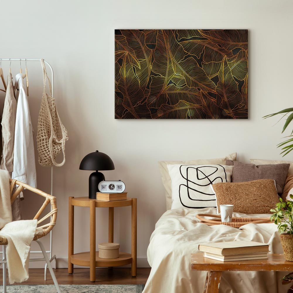 Golden Autumn Leaves Nature Canvas Print