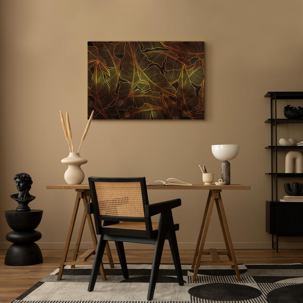 Golden Autumn Leaves Nature Canvas Print