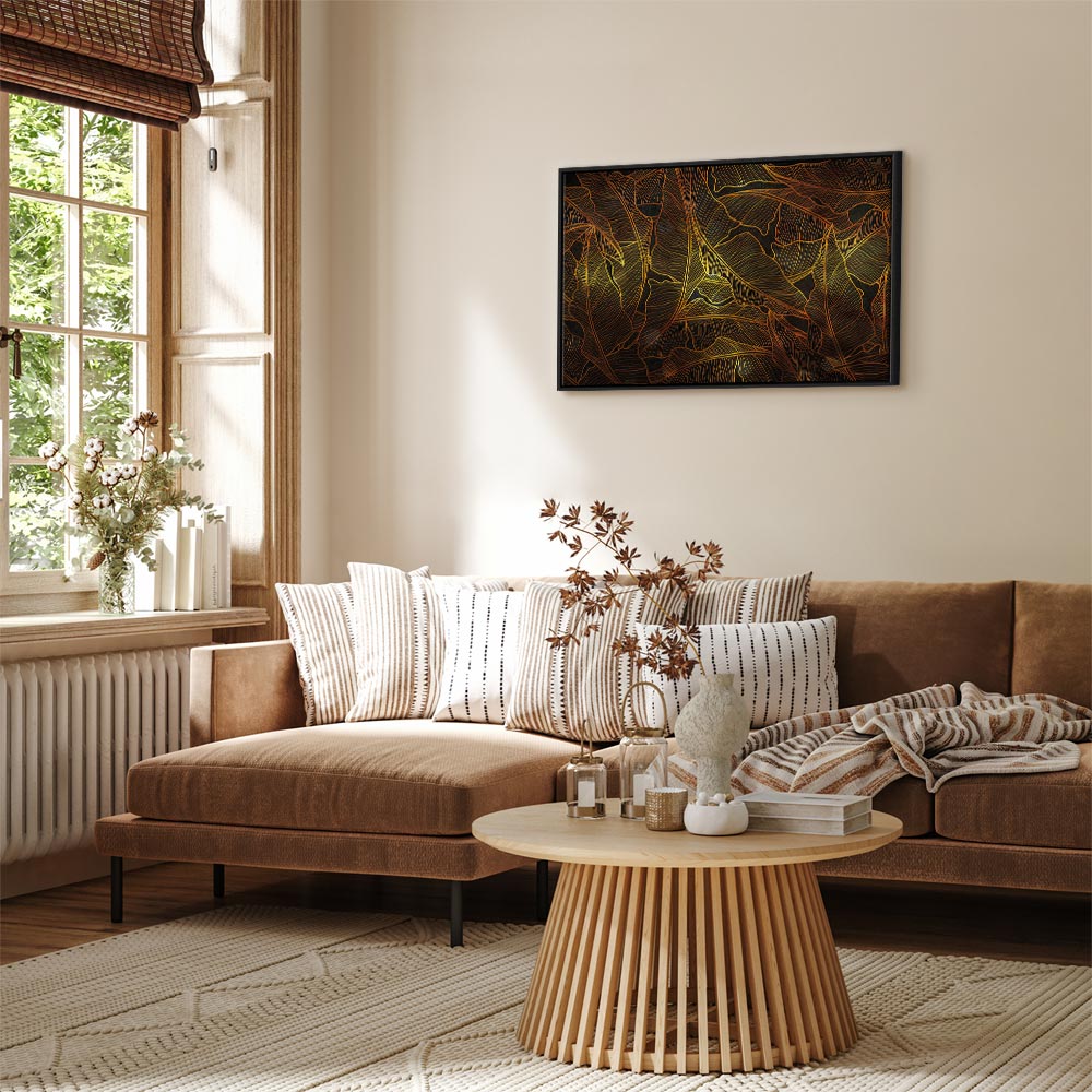 Golden Autumn Leaves Nature Canvas Print