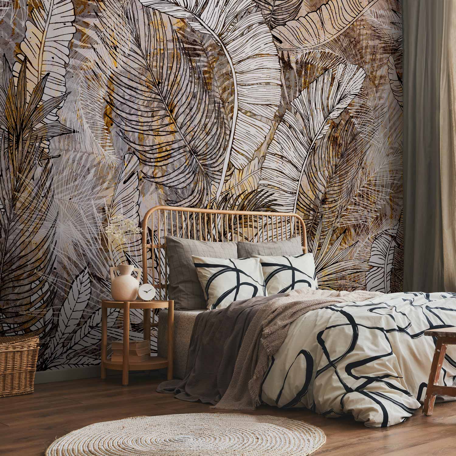 Honey Plumes Botanical Leaves Wall Mural