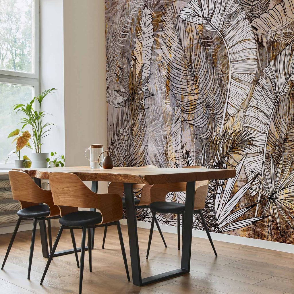 Honey Plumes Botanical Leaves Wall Mural
