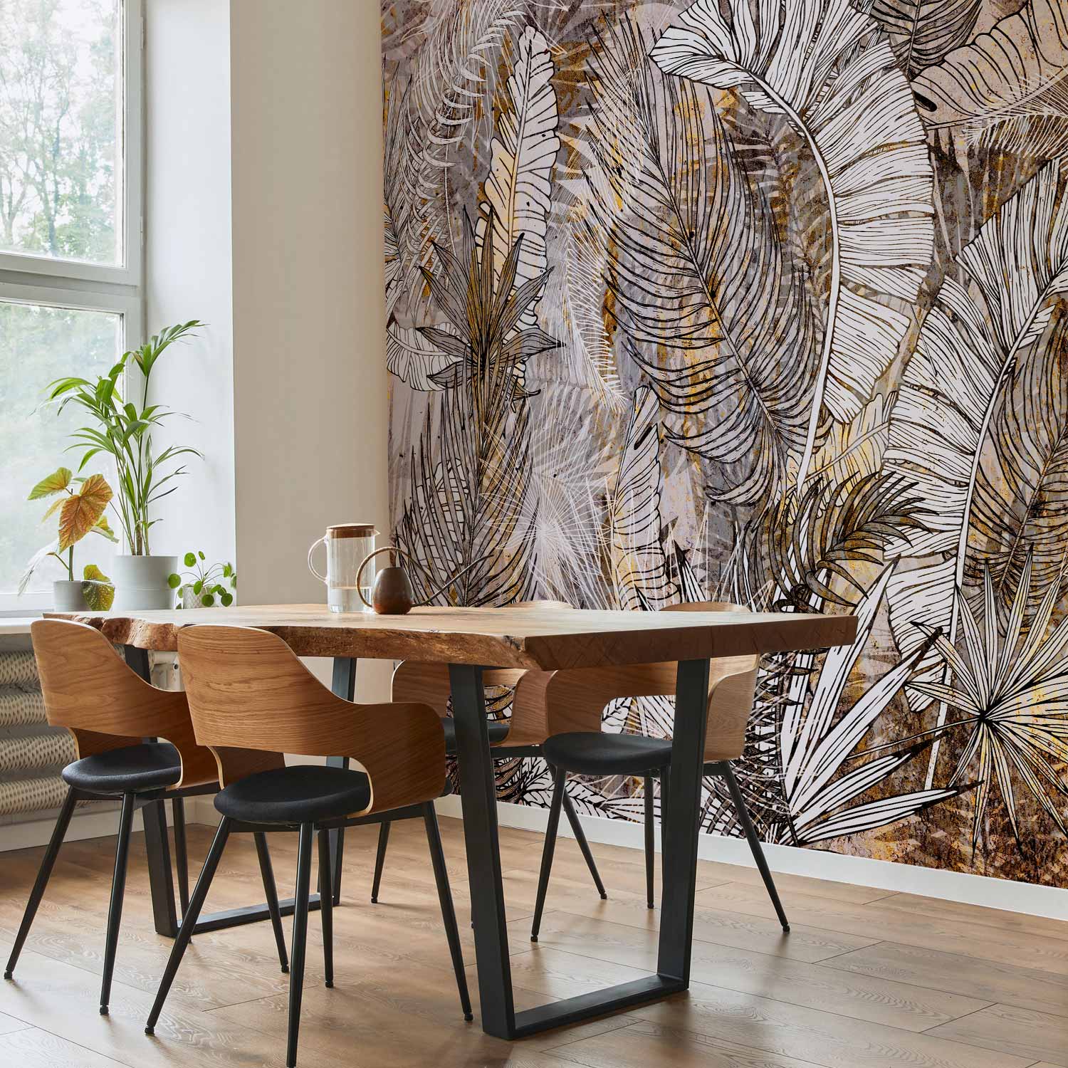 Honey Plumes Botanical Leaves Wall Mural