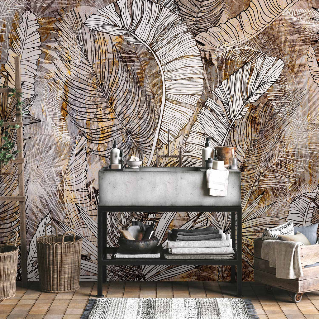 Honey Plumes Botanical Leaves Wall Mural