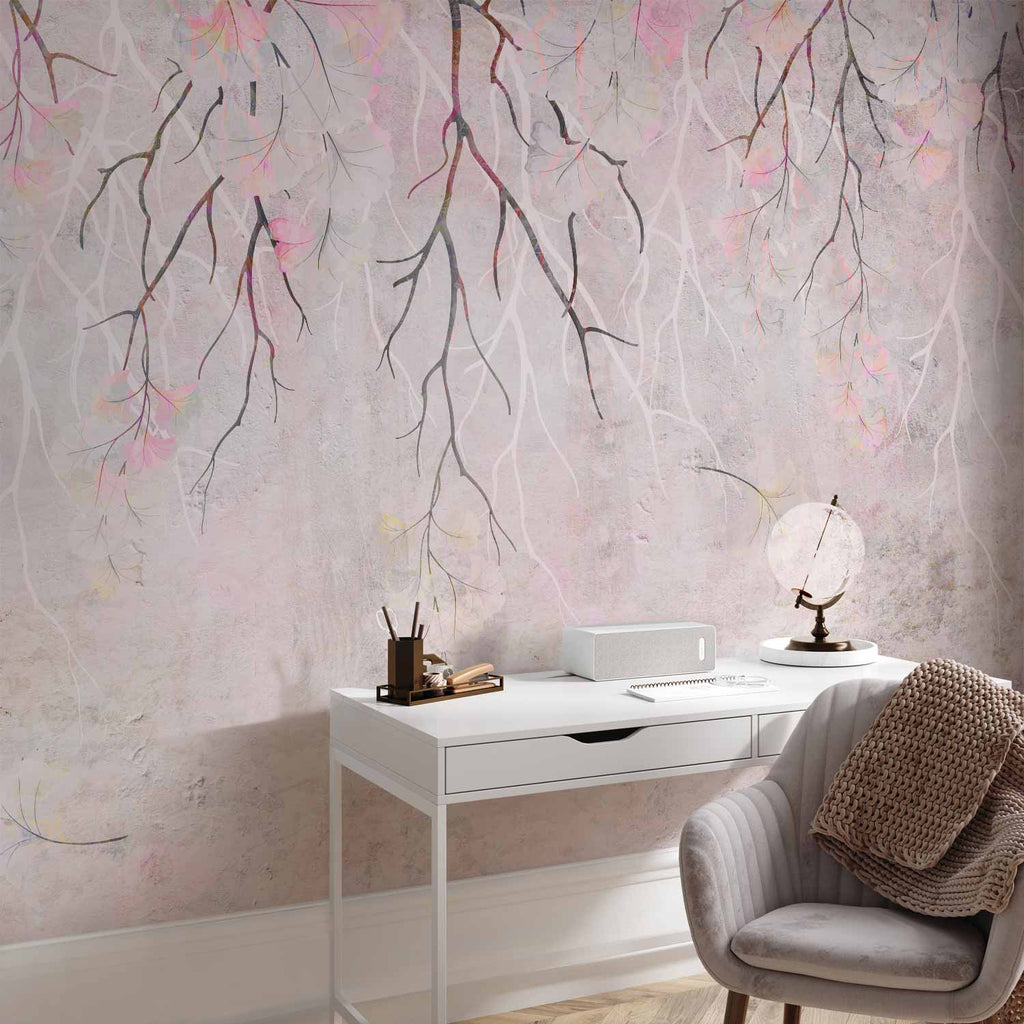 Pink Floral Wall Mural
