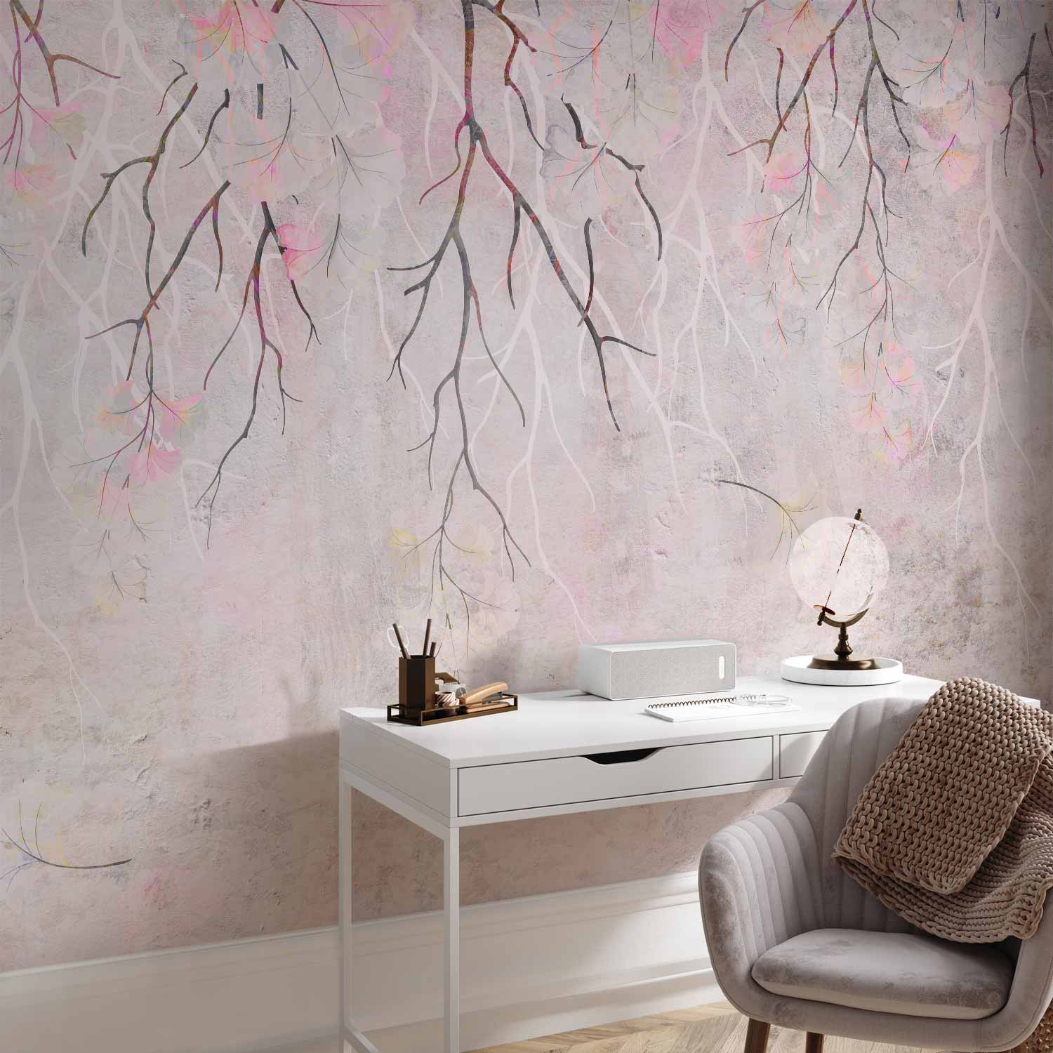 Pink Floral Wall Mural