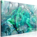 Canvas Print Turquoise Leaves (1 Part) Wide