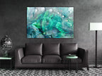 Canvas Print Turquoise Leaves (1 Part) Wide